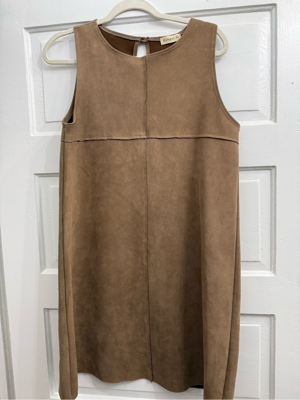 Ginger G Tan Suede-Effect Sleeveless Shift Dress